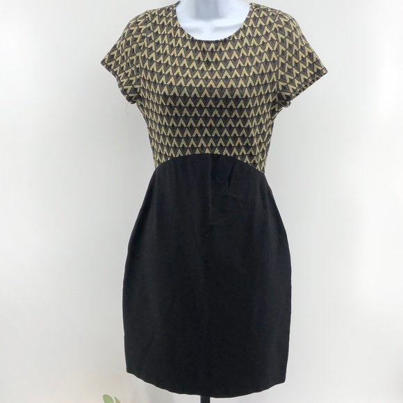 Bar III Dresses & Skirts - Bar III Black Gold Dress Metallic Stretch Dress